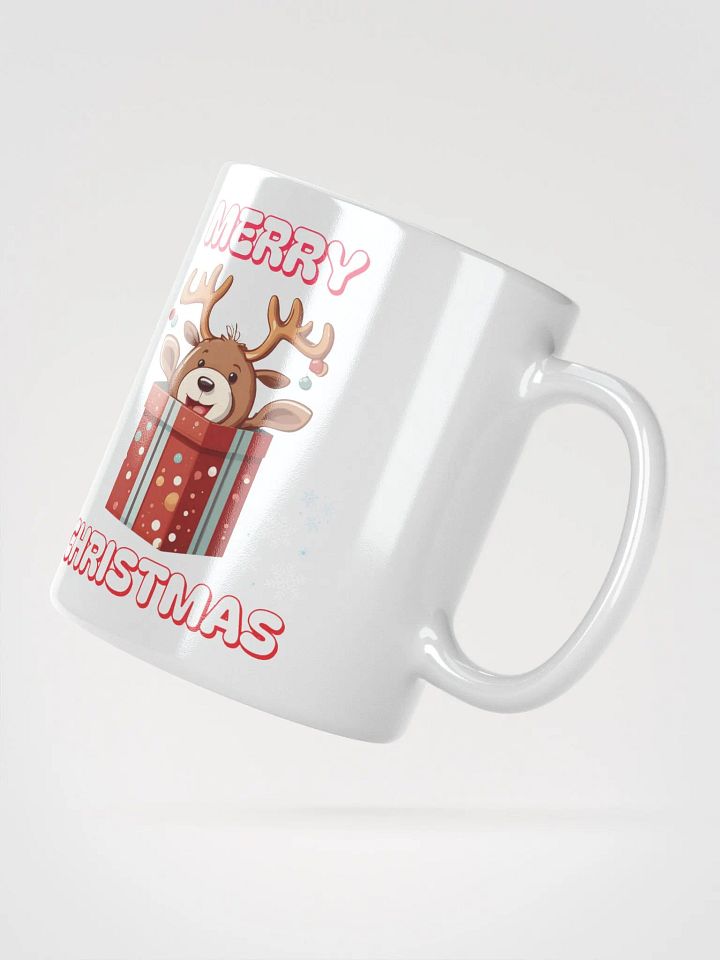 Adorable Baby Reindeer Wishing All A Merry Christmas White Mug product image (6)