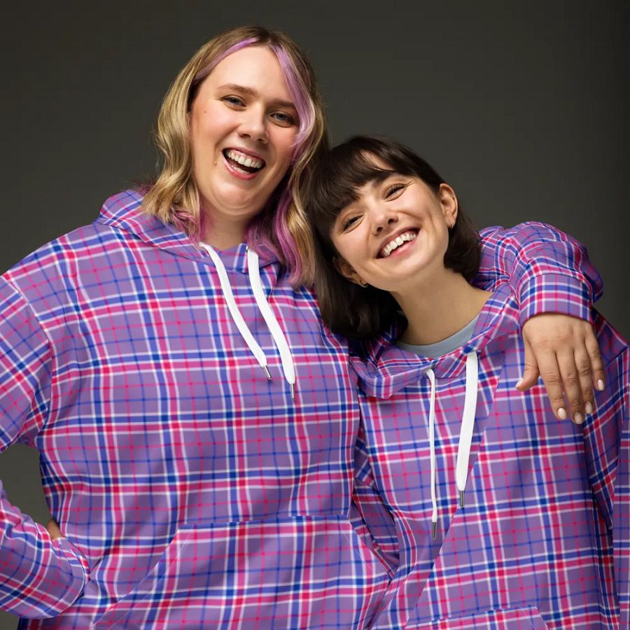 Lavender, Magenta, and Blue Plaid Hoodie product image (3)