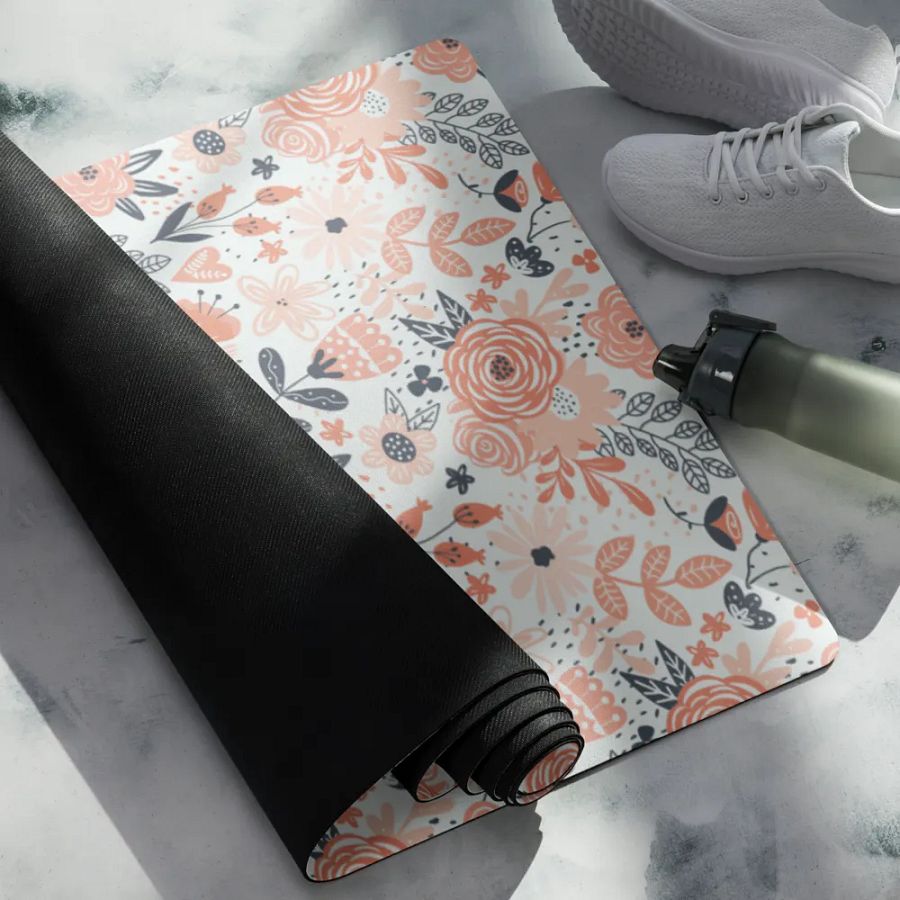 Orange Floral Boho Yoga Mat by Treasure Pie product image (5)