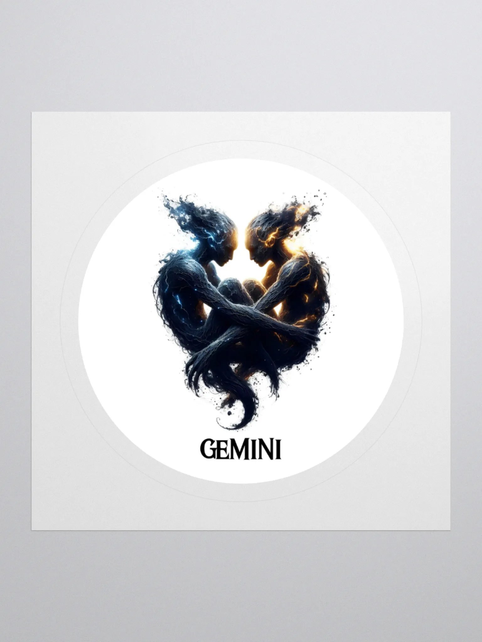 Mythical Gemini Zodiac Round Sticker product image (2)
