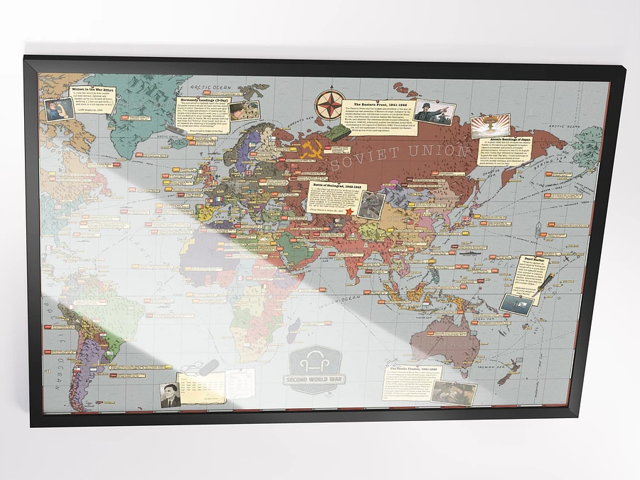 Ultimate WW2 Infographic Map | Framed w/Front Protector (RECOMMENDED) product image (2)