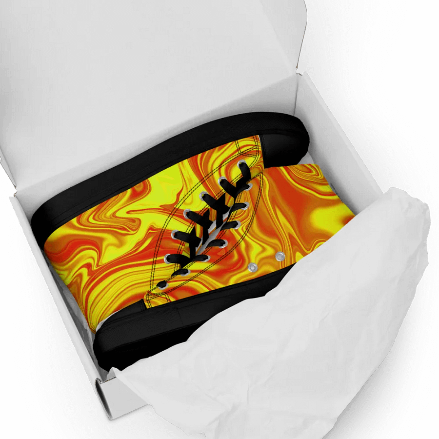 Women's High Top Canvas Shoes - Yellow and Red Digital Fluid Art product image (9)