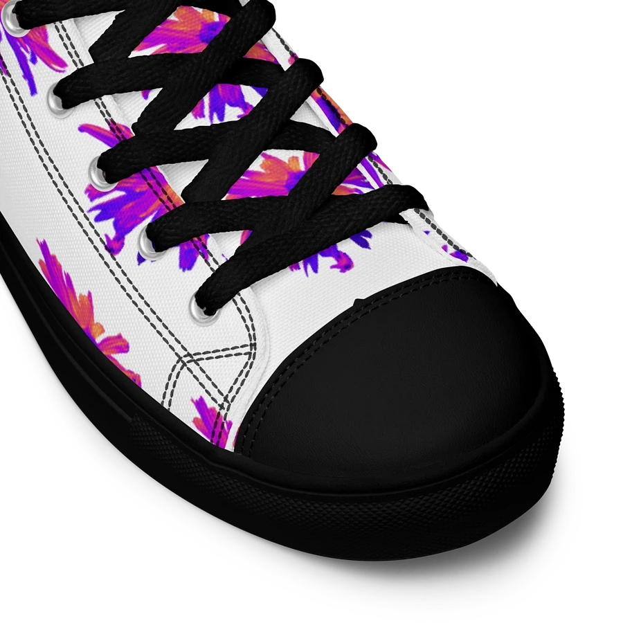 Abstract Pink Floating Daisy Flower Women's Black Toe High Top Canvas Shoes product image (33)