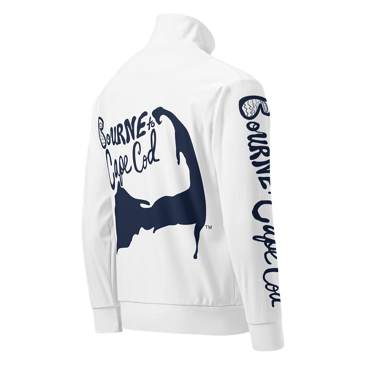 All-Over Print Recycled Track Jacket | Coastal Chill Meets Street Thrill | BOURNE to Cape Cod™ + BRN.2C.C.™ | Navy Blue Logos product image (2)