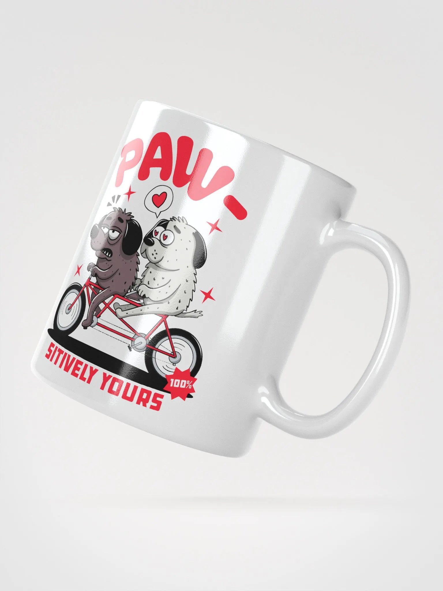 Paw-sitively Yours - Mug Cute Dog Tandem Bike Design product image (2)