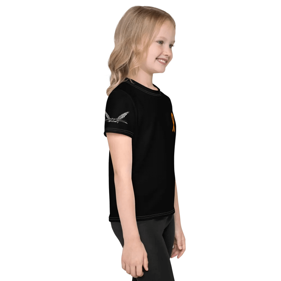 White HApex Gear White Logo Cancer Awareness Orange Ribbon. Black Kids Crew Neck T-Shirt product image (5)