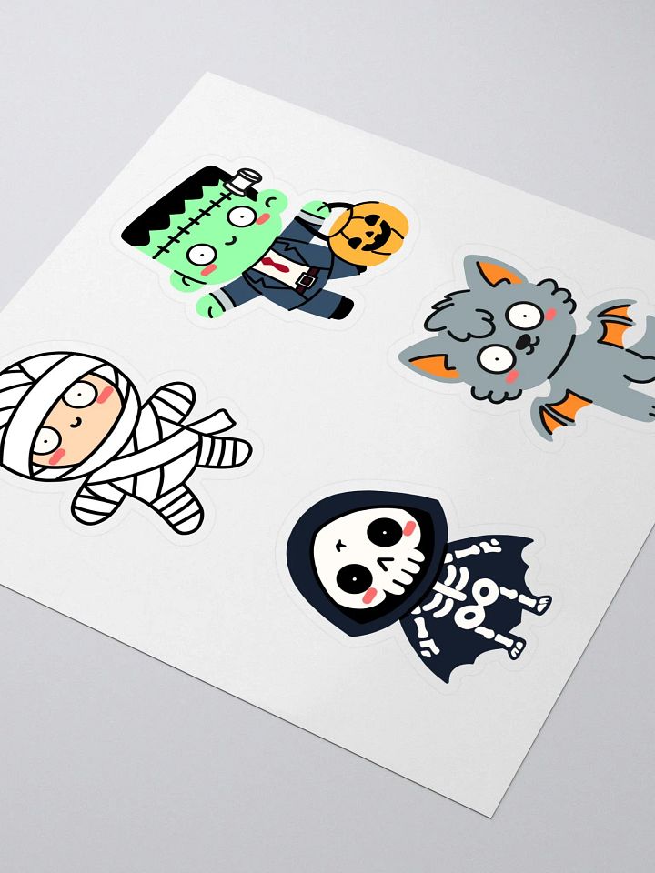 Cute Halloween Stickers Pack – Spooky Mummy, Frankenstein, Skeleton & Werewolf Characters product image (2)
