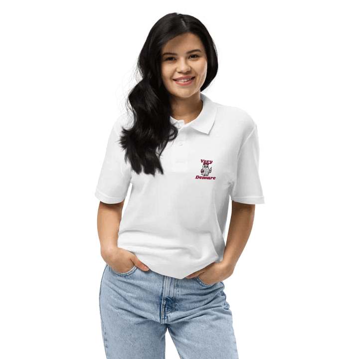 Very Demure Cute Ghost Embroidered Relaxed Fit Cotton Polo Shirt product image (2)