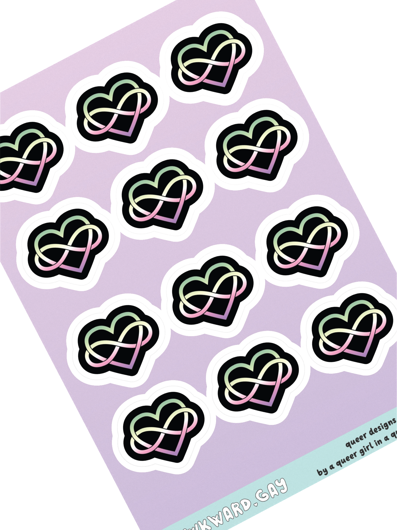 Genderfae Pride Gradient Polyamory Infinity Heart Sticker Sheet product image (1)