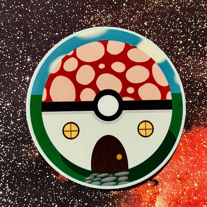 Mushroom Pokèball House Sticker product image (1)