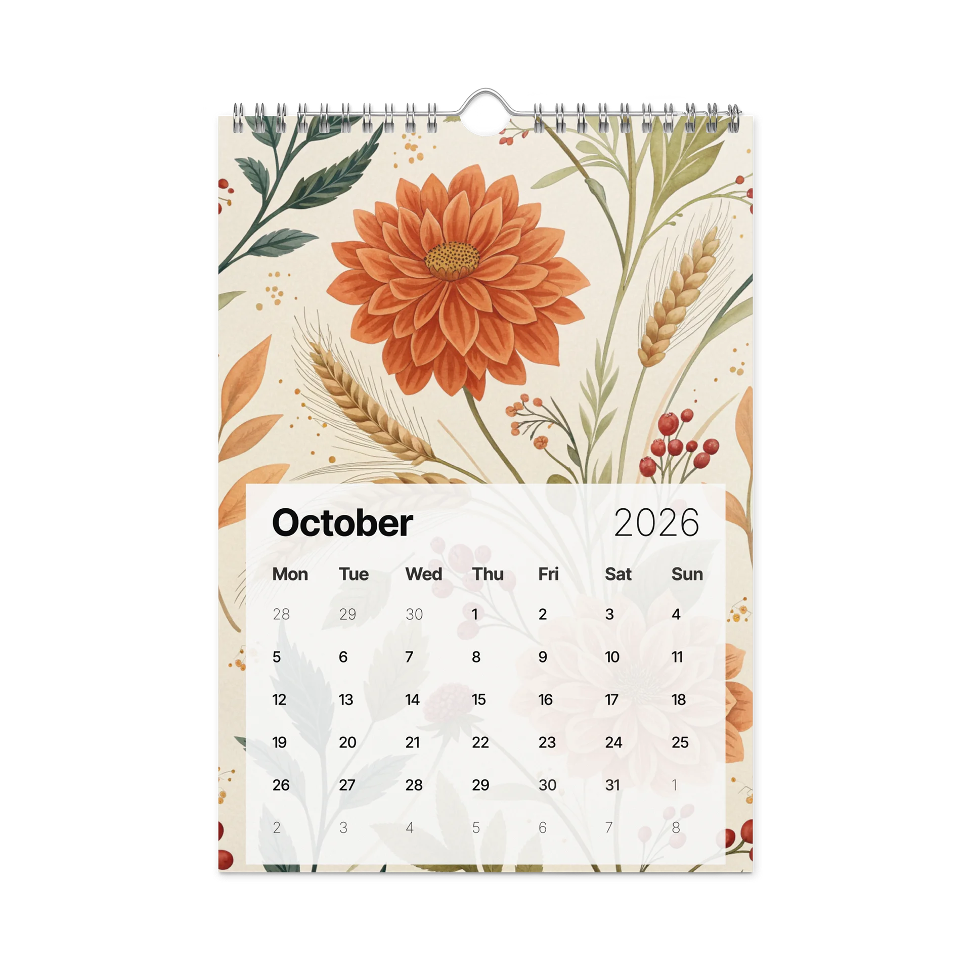 Bloom & Wonder – Floral Patterned Wall Calendar 2026 product image (12)