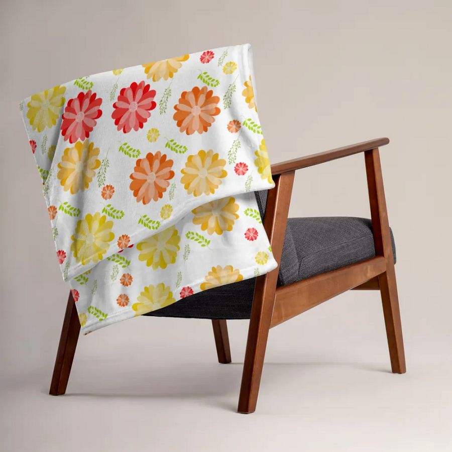 Orange Floral Blanket product image (4)