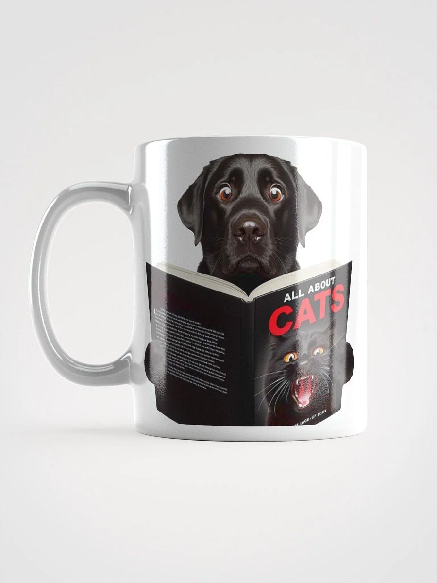 "Worried Labrador Reading a Book About Cats" #Humorous Glossy White Mug product image (6)