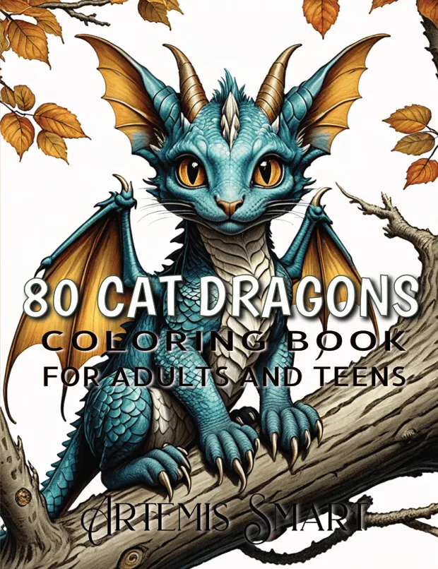 FREE Sample Pages from Cat Dragons Coloring Pages for Adults and Teens product image (1)