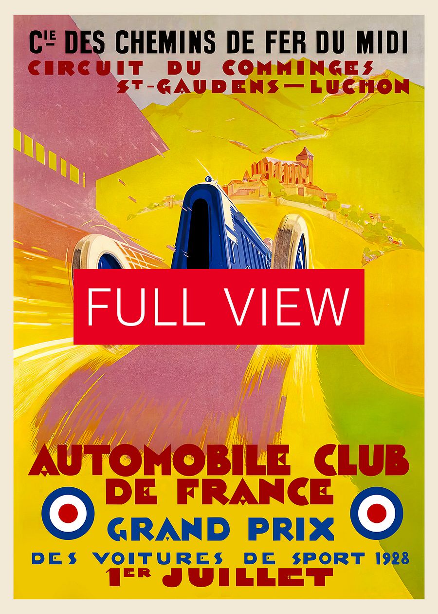 France Monaco Vintage F1 Grand Prix, 1928 poster — Vintage Formula 1 poster, Monaco Grand Prix poster, retro travel poster, retro travel art product image (3)