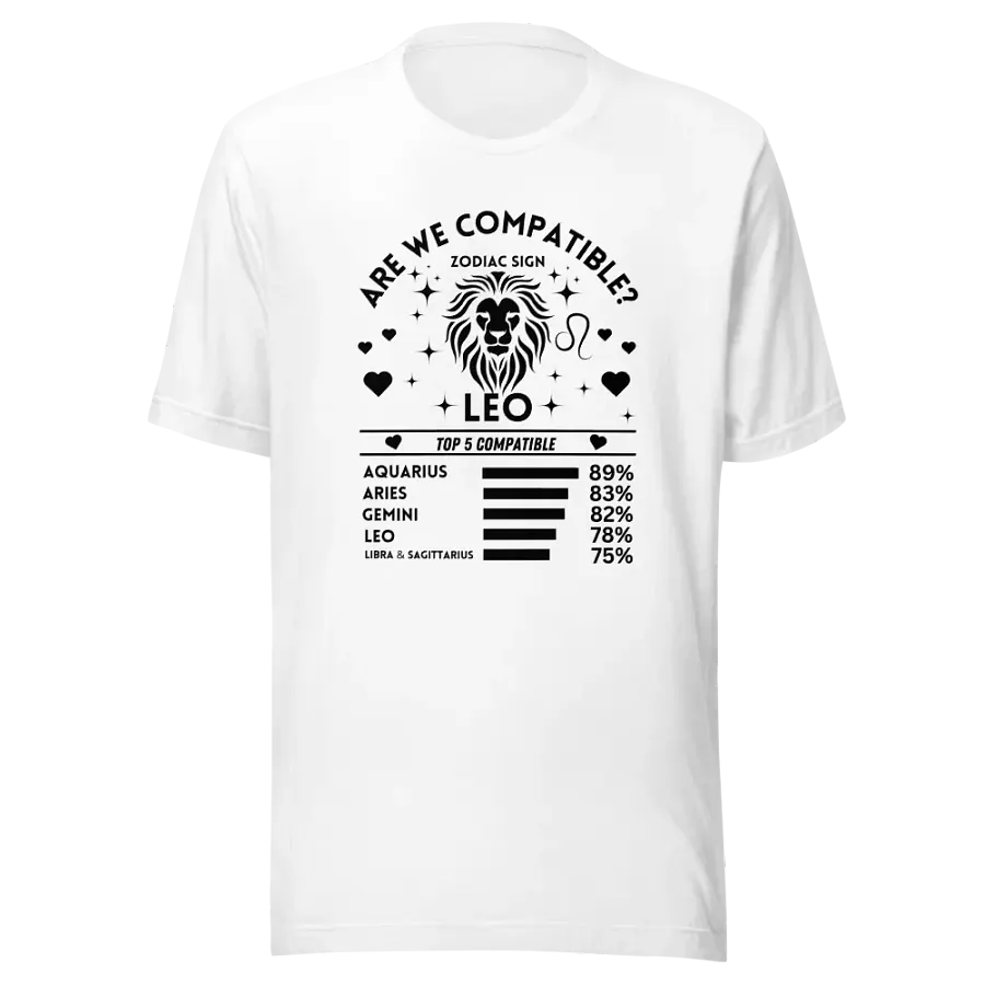 Leo Zodiac Sign Romantic Compatibility T-Shirt - Bella Canvas 3001 Unisex Staple T-Shirt - Light Colors product image (3)