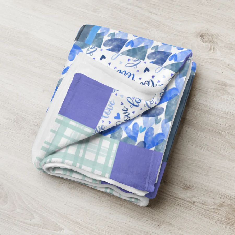 Patchwork Throw Blanket – Serene Blue Harmony product image (5)