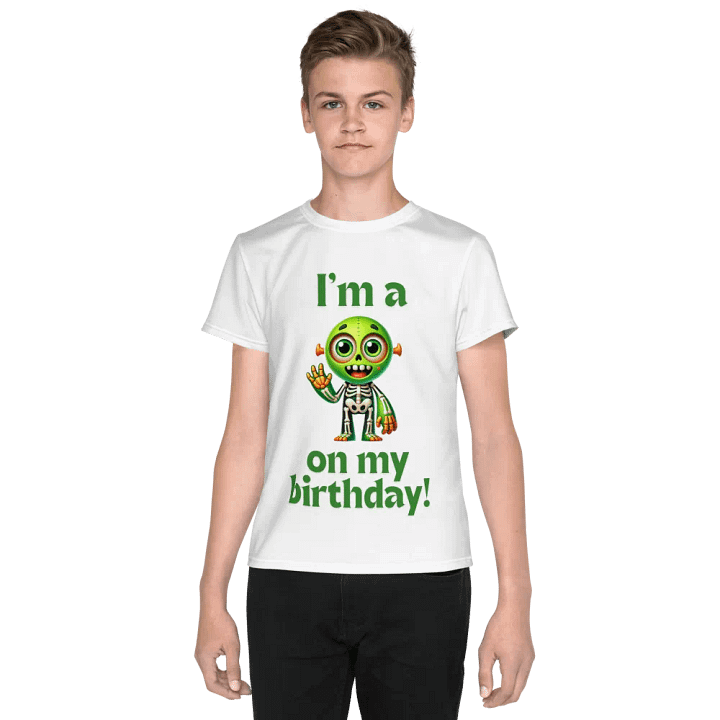 Cheerful Skeleton Birthday Party Youth T-Shirt product image (1)