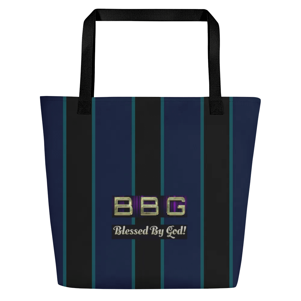 Purple and Black Striped BBG Tote Bag with Pocket product image (2)