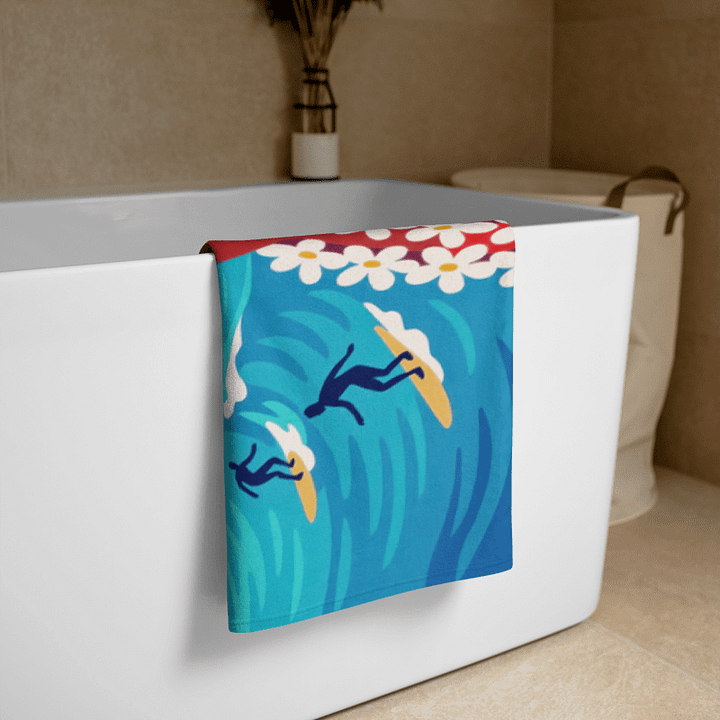 HAWAII BEACH TOWEL – 30"x60", COTTON TERRY BACK, RETRO ISLAND BEAUTY PRINT product image (2)