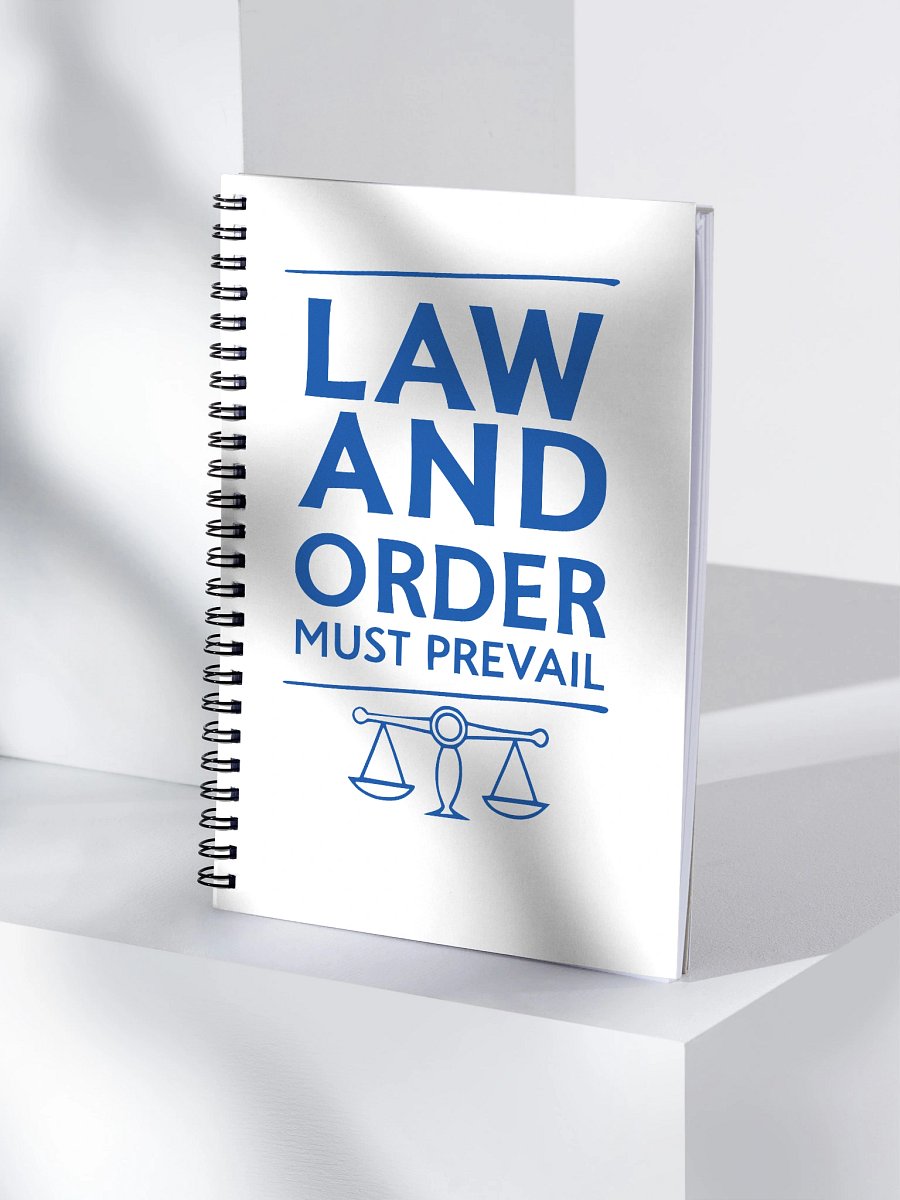 "Law & Order Must Prevail" spiral notebook - blue ink product image (4)