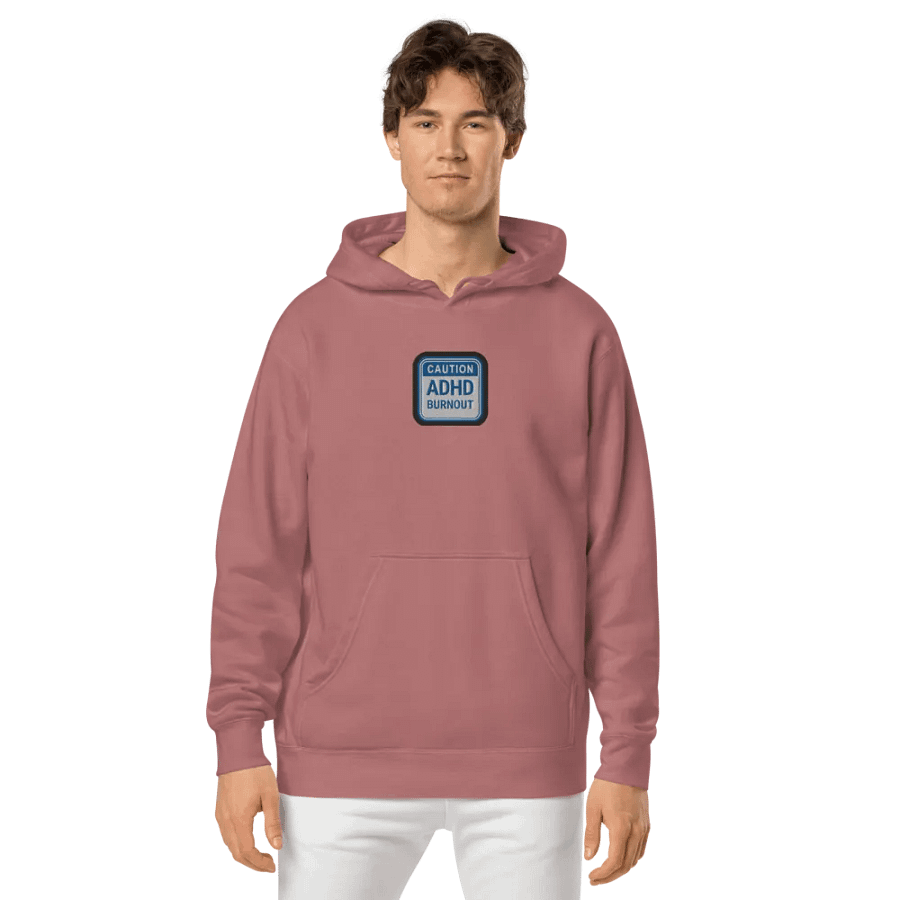 CAUTION: ADHD BURNOUT embroidered pigment hoodie (royal bubble design) product image (3)