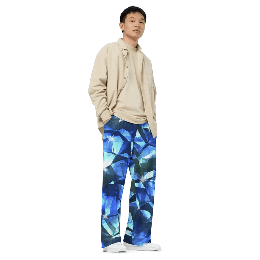Blue Crystal Pattern Wideleg Pants product image (3)