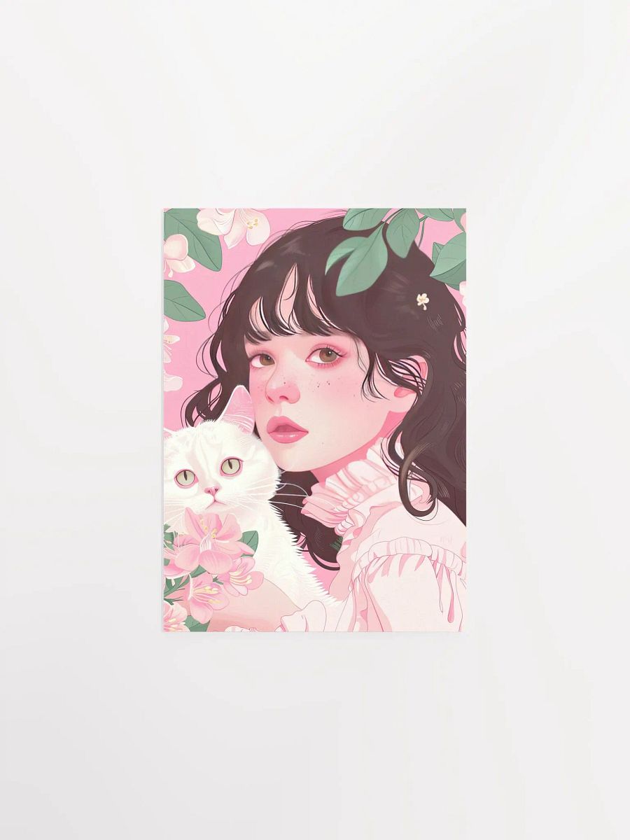 Girl with White Cat Portrait Coquette Art Print product image (27)