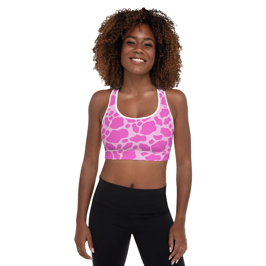 Pink Cow Print Sports Bra product image (4)