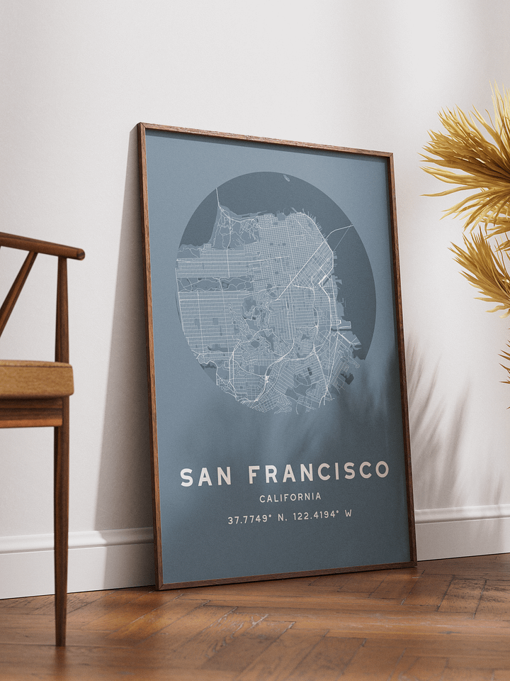 San Francisco Street Map Poster – Blue Minimalist Circular City Art product image (2)