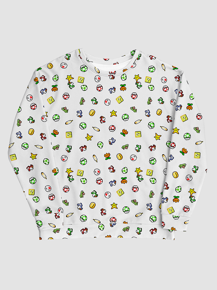Pixel Mario All-Over Print Unisex Sweatshirt product image (1)