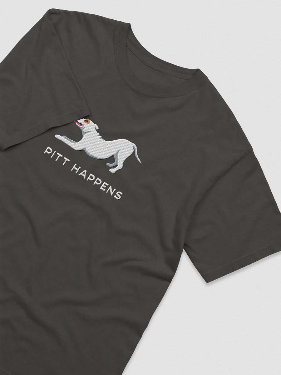 Pitt Happens T-Shirt(Embroidered) of a Pitbull Terrier(White) product image (5)