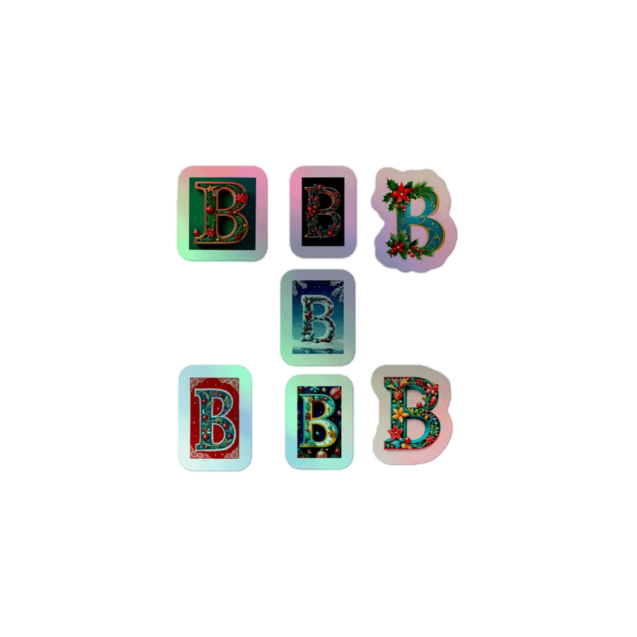 All B's Christmas Monogram Holo Sticker Pack product image (1)