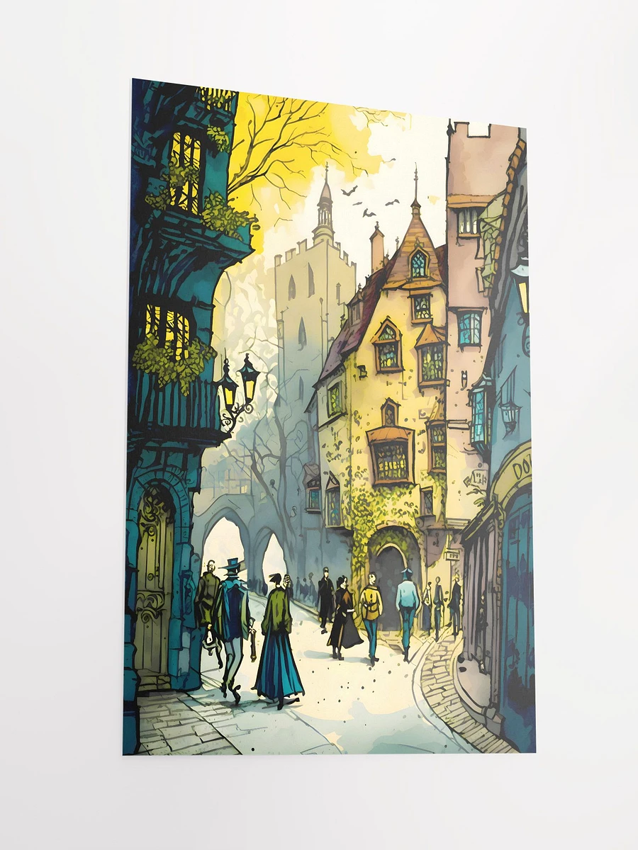 Medieval London Street Scene with Townsfolk Illustration Matte Poster product image (4)
