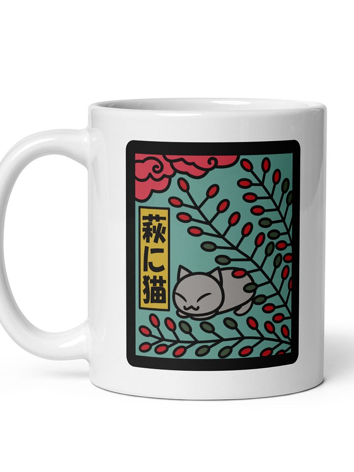July Hanafuda Japanese Playing Card Cat 11 oz Mug product image (1)