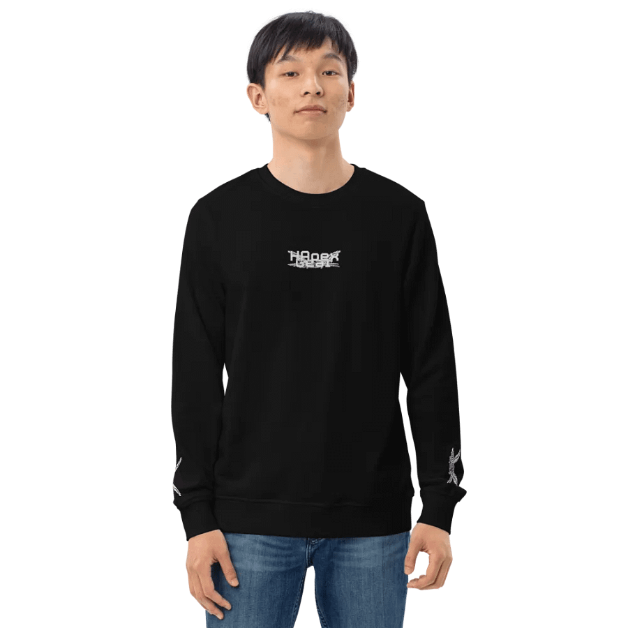 Unisex Organic Sweatshirt - Embroidered - White HApex Gear Black Logo product image (5)