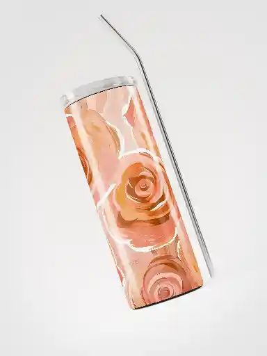 Peach Rose Tumbler Wrap PNG for 20oz Skinny Tumbler – Abstract Floral Digital Download Design – Sublimation PNG for DIY Cup Printing product image (2)