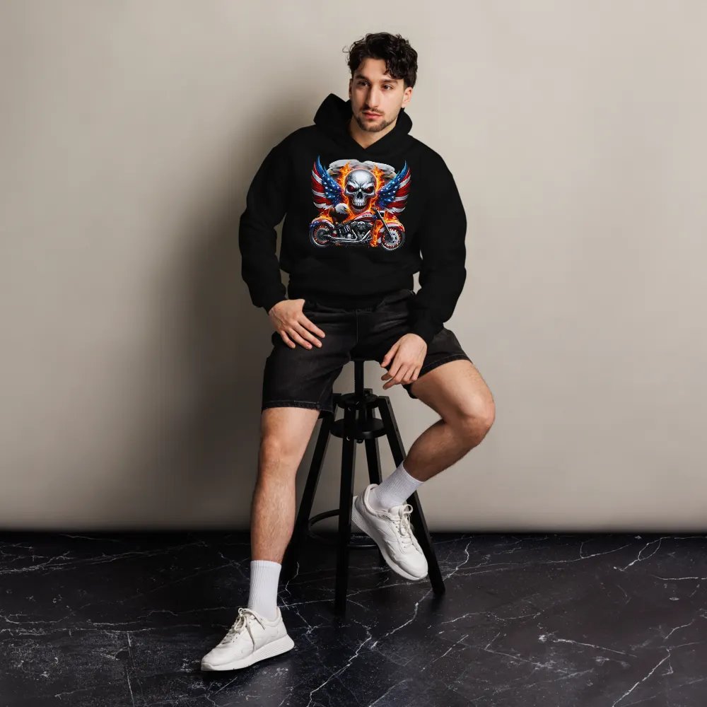 Patriotic Skull & Motorcycle Oversized Hoodie #3 product image (5)