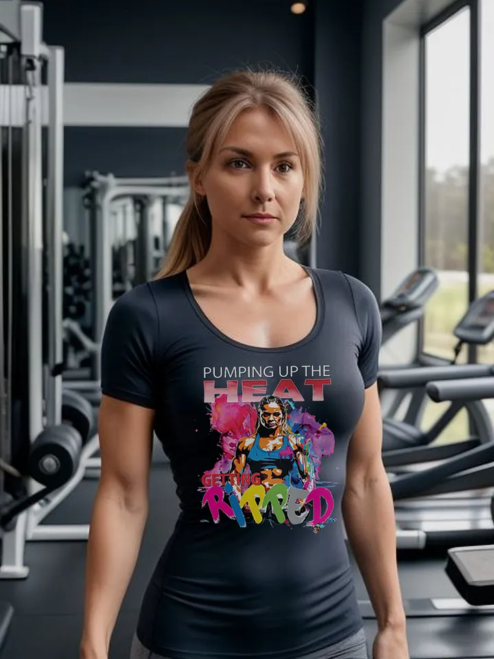 Pumping Up The Heat Getting Ripped Female Woman Bodybuilder Fitness Gym T-Shirt product image (1)