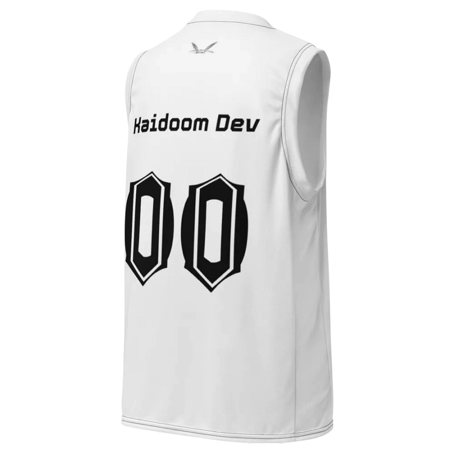 Kaidoom Dev - White - Recycled Unisex Basketball Jersey - Black HApex Gear Black Logo product image (10)