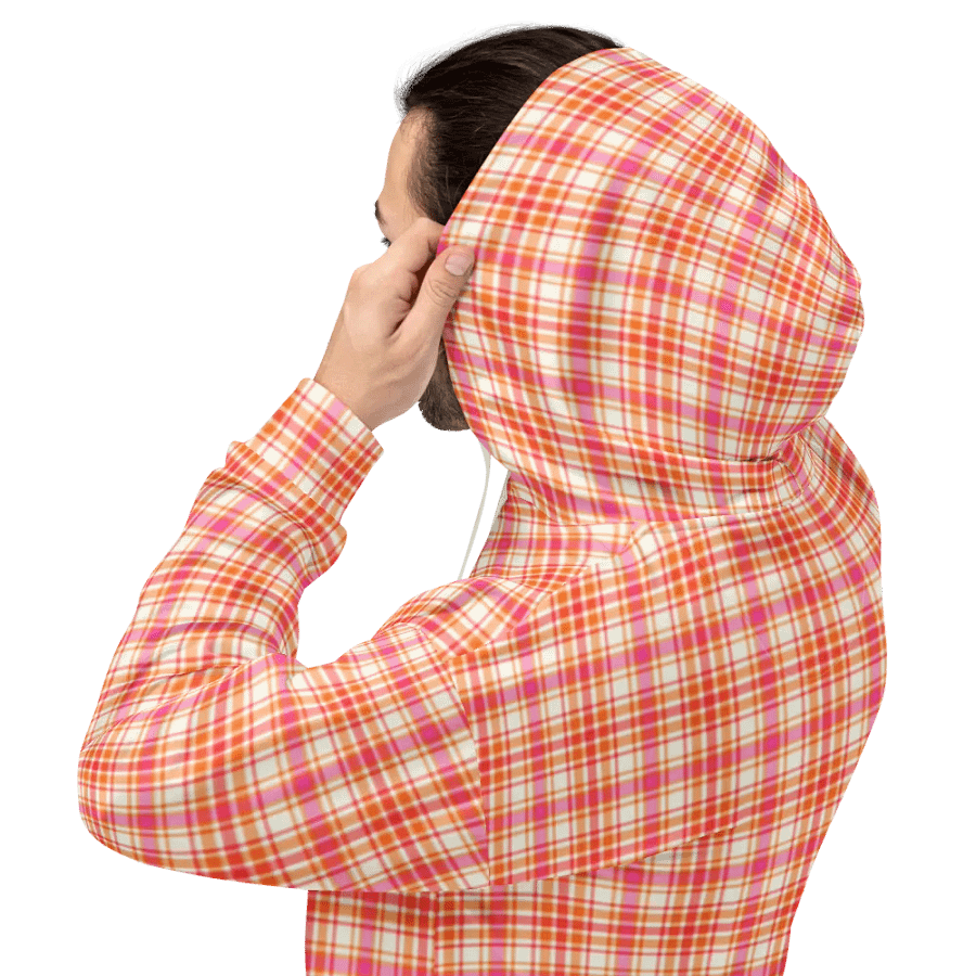 Orange and Hot Pink Plaid Hoodie product image (8)