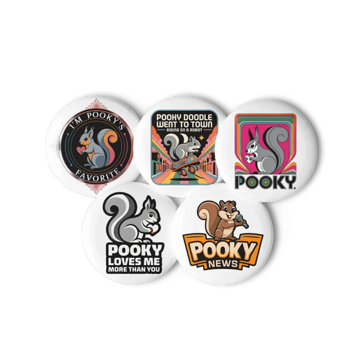 Original Pooky Artwork Buttons: Set of Five -z product image (3)