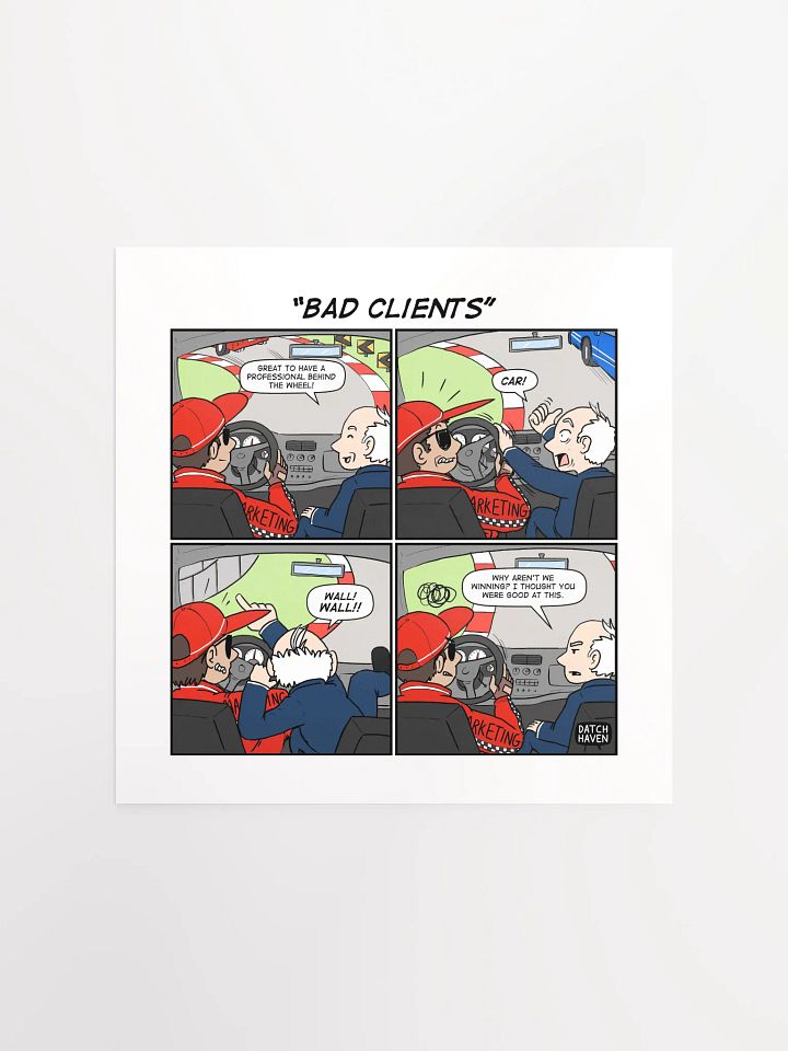 "Bad clients" poster (10″×10″) product image (1)