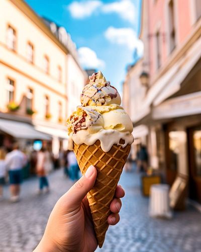 Walking the streets of Vienna with a dessert in hand is my kind of cardio! 💪🍨 #SweetsWithGoals #Dessert #IceCream