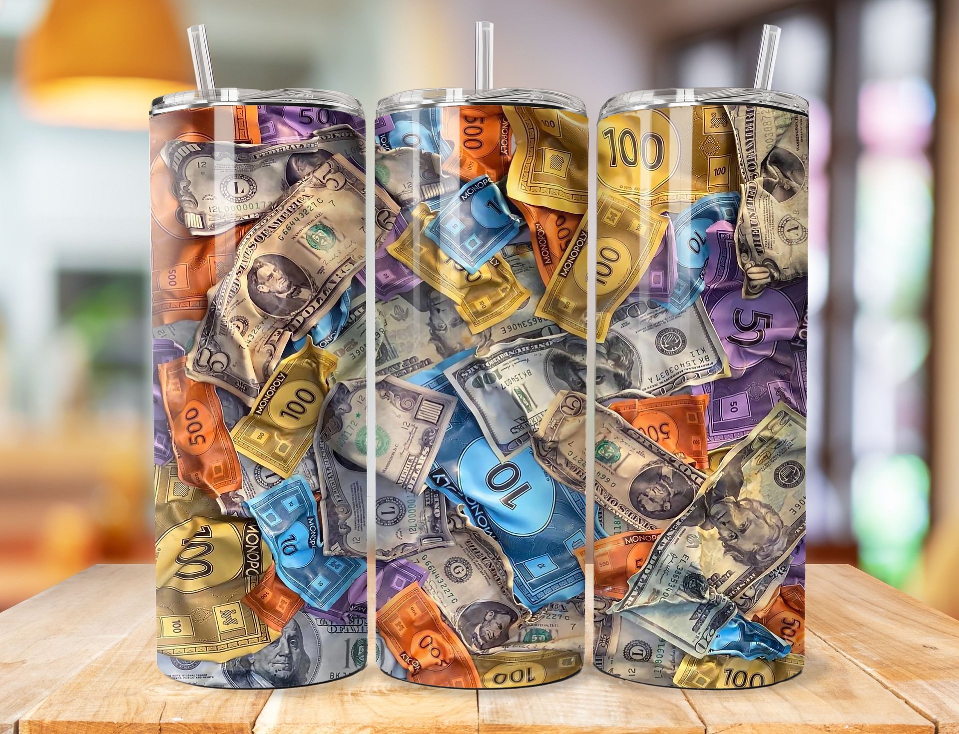 Monopoly & Real Money 20 oz Stainless Steel Tumbler – Playful Wealth Design product image (1)
