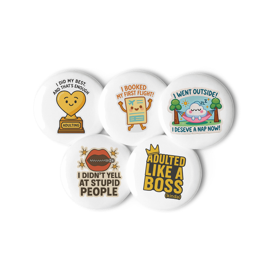 Adulted Like a Boss Pin Buttons Set product image (3)