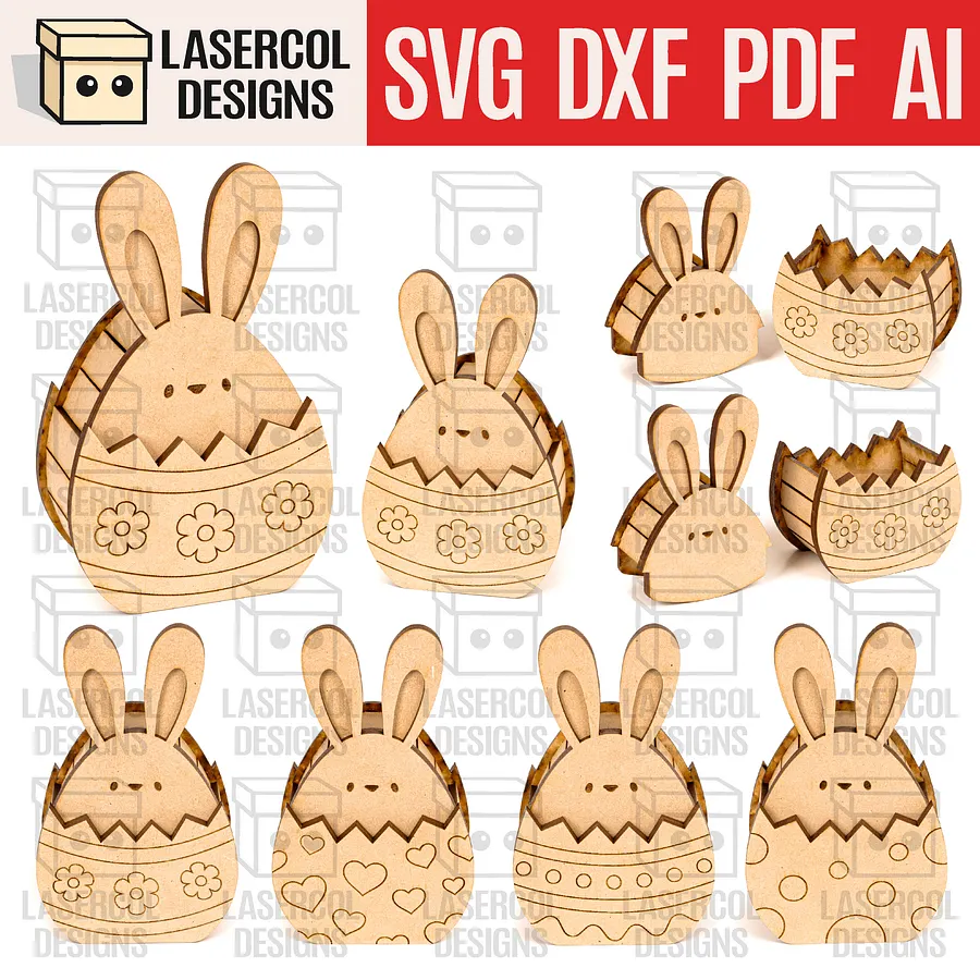 Easter Bunny Egg Box (2 Sizes, 4 Styles) - Laser Cut Files product image (1)