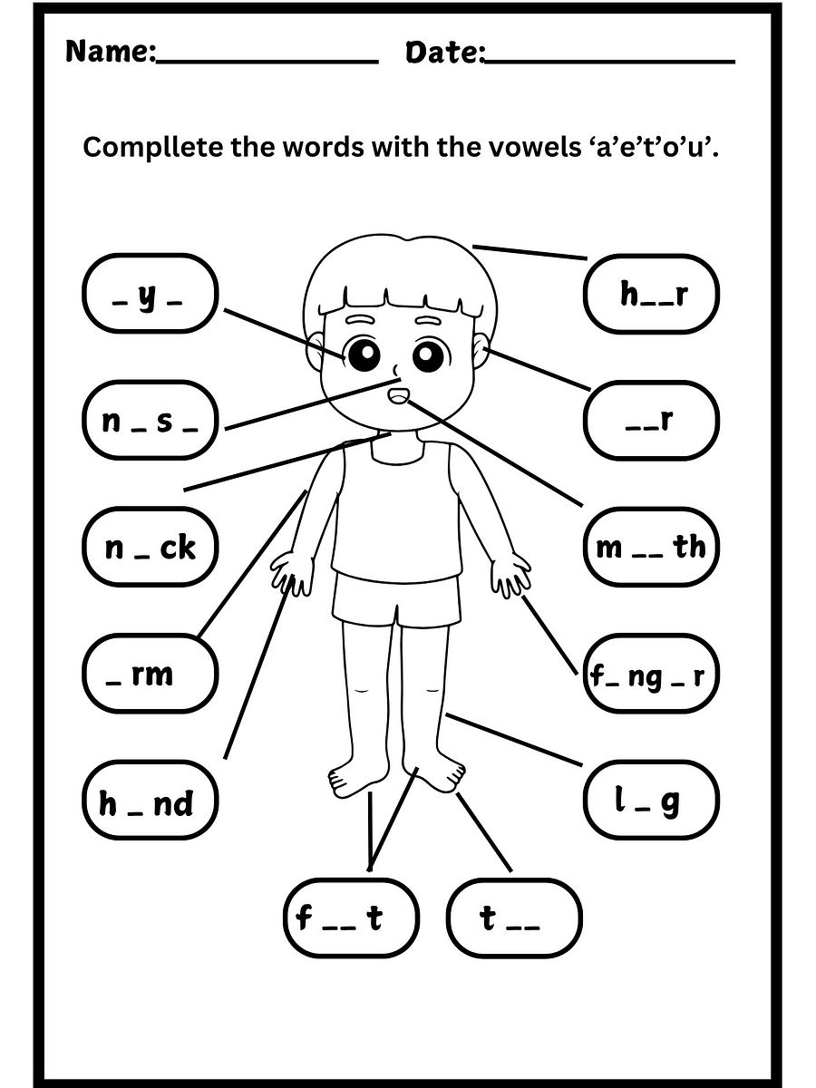 Parts of the Body Worksheet for Kindergarten and Early Learners product image (1)