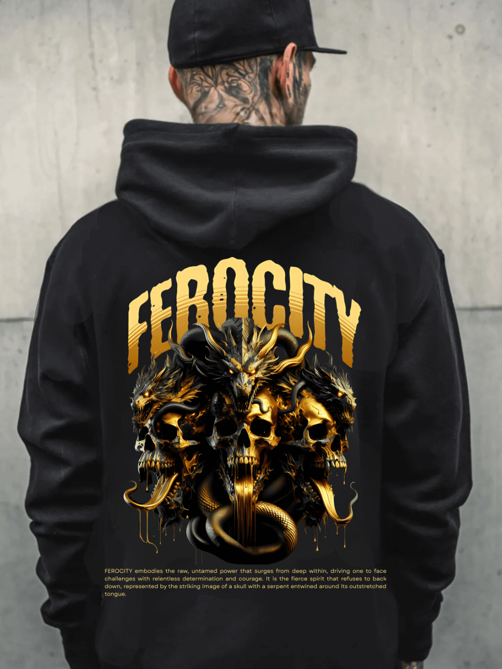 Ferocity- Streetwear Dark Fashion Unisex Hoodie - Premium Cotton Heritage M2580 product image (4)