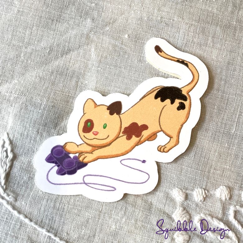 Vinyl Sticker - Controller Cat - Stretchy product image (1)
